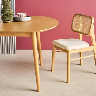 Oval extendable dining table solid rubberwood oak finish 4-6 seats Lisa