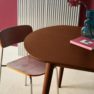 Oval Extendable Dining Table Lisa Solid Hevea and Oak Wood 4-6 Seater