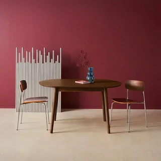 Oval Extendable Dining Table Lisa Solid Hevea and Oak Wood 4-6 Seater
