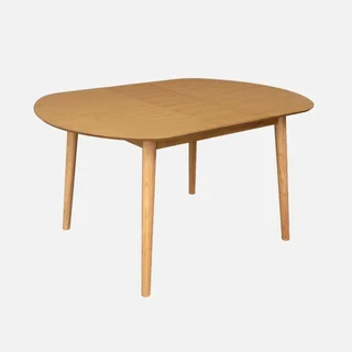 Oval extendable dining table solid rubberwood oak finish 4-6 seats Lisa
