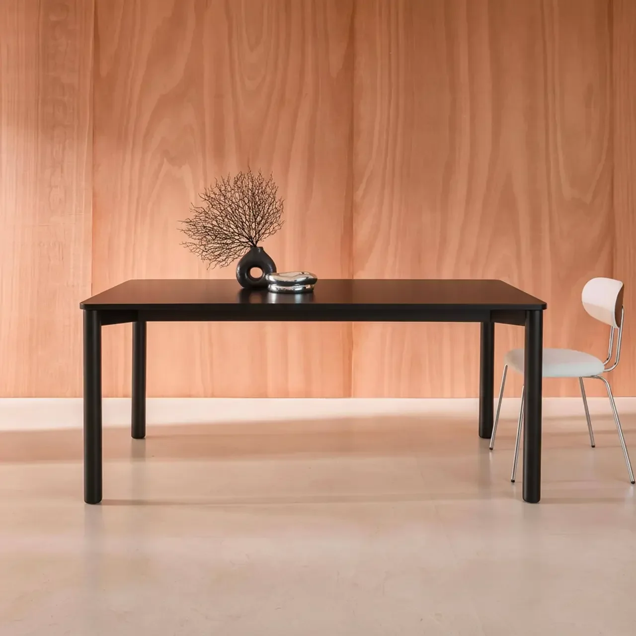 Table à manger rectangulaire hévéa massif 6 personnes chêne naturel