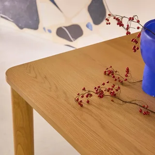 Table à manger hévéa massif chêne 6 personnes Solene
