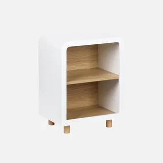 Weißer Holz Nachttisch 2 Fächer Stauraum modernes Design Schlafzimmer