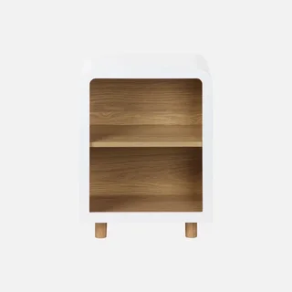 Weißer Holz Nachttisch 2 Fächer Stauraum modernes Design Schlafzimmer