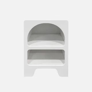 Table de nuit design bois 2 rangements ouverts Thessa blanc