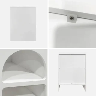 Table de nuit design bois 2 rangements ouverts Thessa blanc