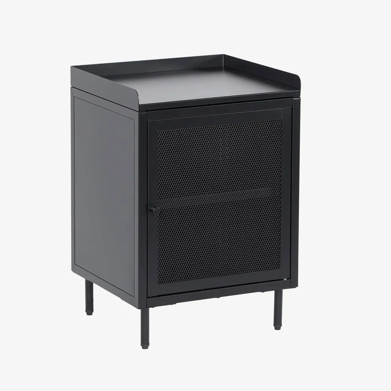 Table de nuit industrielle métal avec placard grillagé 1 porte