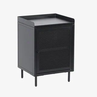 Table de nuit industrielle métal avec placard grillagé 1 porte