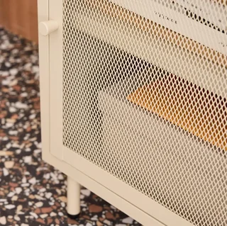 Table de nuit industrielle métal 1 porte grillagée rangement