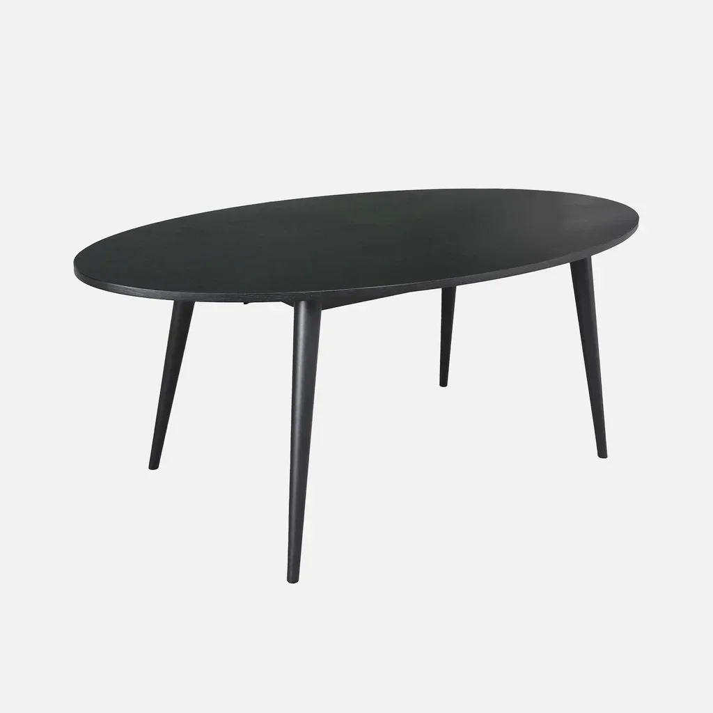 Oval dining table 6 seater solid hevea wood oak veneer Scandinavian style