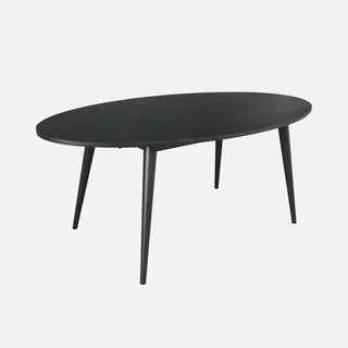 Oval dining table 6 seater solid hevea wood oak veneer Scandinavian style