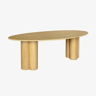 Table ovale 8 personnes hévéa massif chêne Leonore