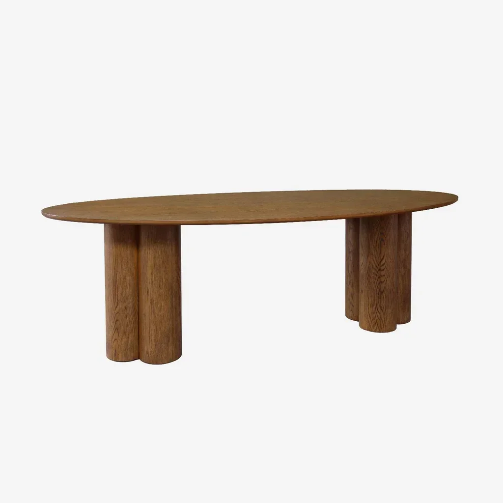 Table ovale 8 personnes bois massif hévéa chêne salle à manger