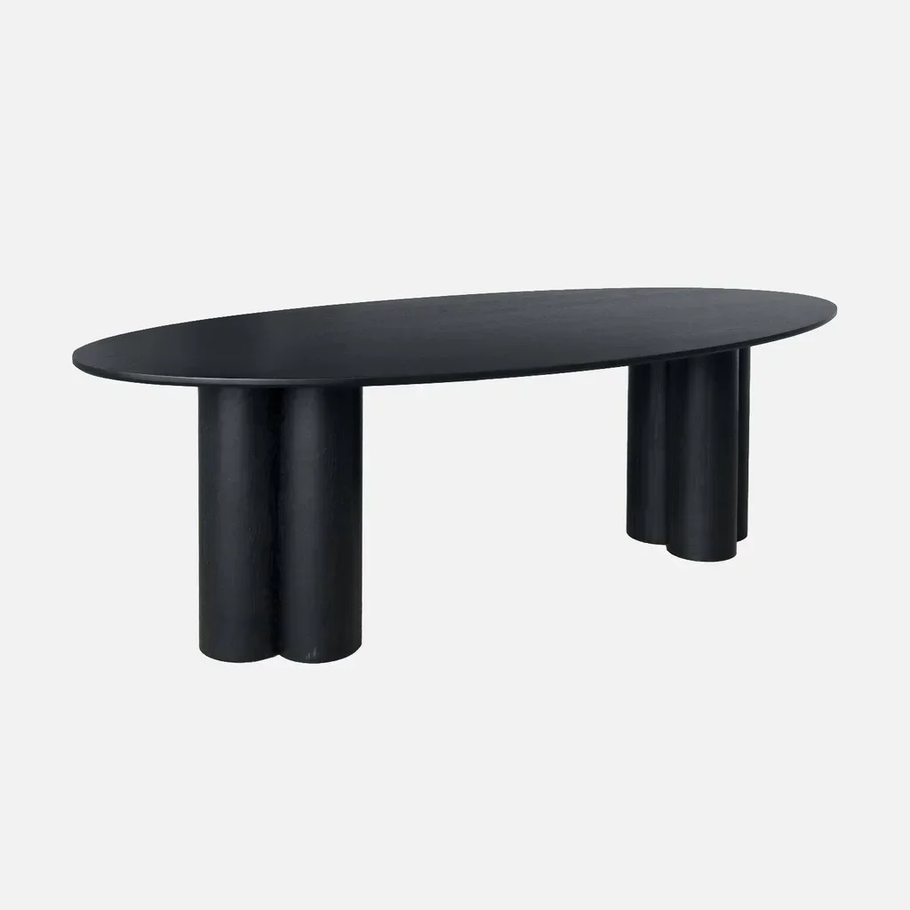 Table ovale 8 personnes bois massif hévéa chêne Leonore