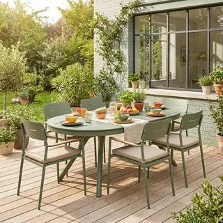 Table de jardin ovale extensible aluminium 6 places Metora Fira anthracite