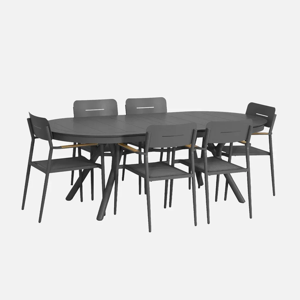 Table ovale extensible aluminium jardin 6 places anthracite Metora