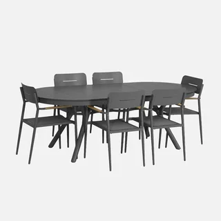Table ovale extensible aluminium jardin 6 places anthracite Metora