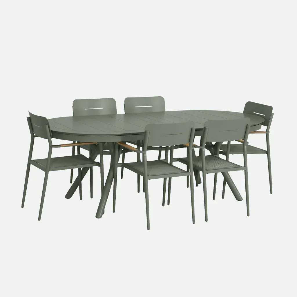 Table de jardin ovale extensible aluminium 6 places Metora Fira anthracite