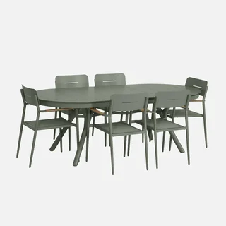 Table de jardin ovale extensible aluminium 6 places Metora Fira anthracite