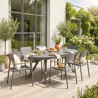 Table ovale extensible aluminium jardin 6 places anthracite Metora