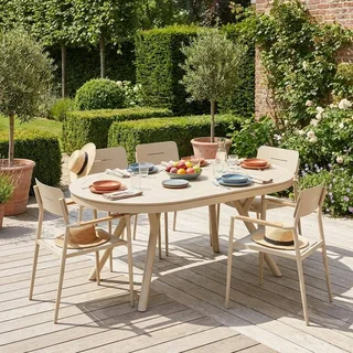 Table de jardin ovale extensible aluminium 6 places Metora Fira