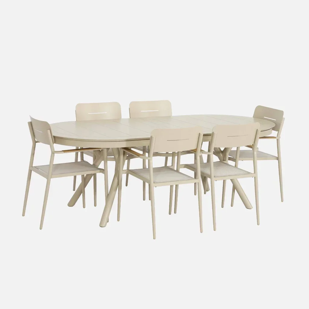 Table de jardin ovale extensible aluminium 6 places Metora Fira
