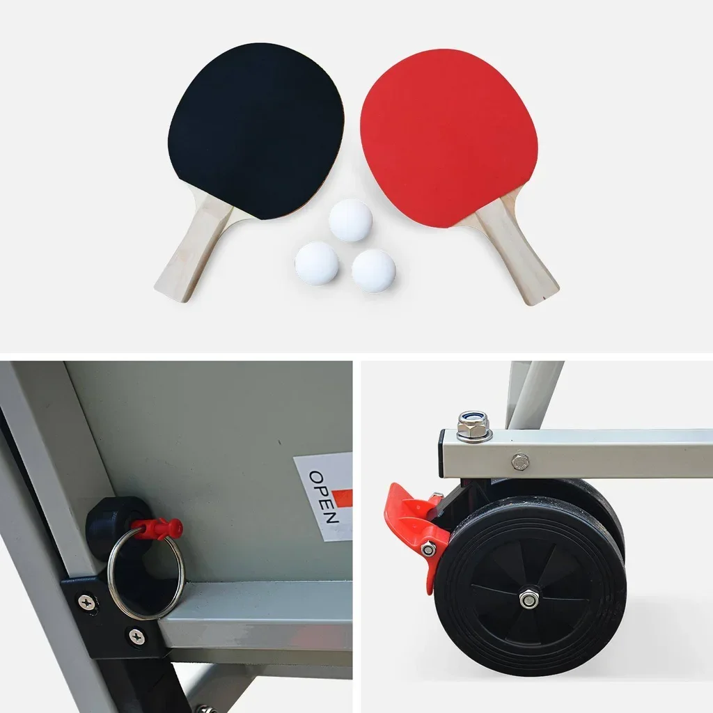 Table ping pong extérieure pliable avec raquettes et balles - Set complet premium