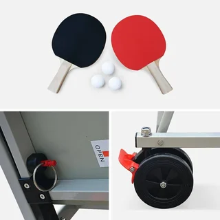 Table ping pong extérieure pliable avec raquettes et balles - Set complet premium