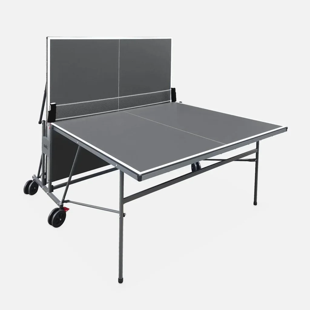 Table ping pong extérieur premium pliable aluminium résine avec raquettes balles housse