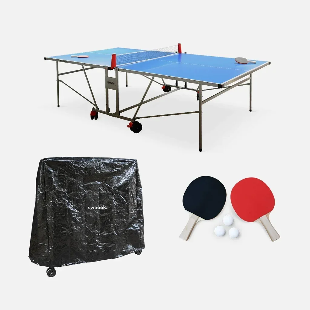 Table ping pong extérieur premium pliable avec raquettes balles housse protection