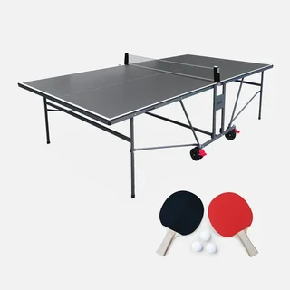 Table ping pong extérieur premium pliable aluminium résine avec raquettes balles housse