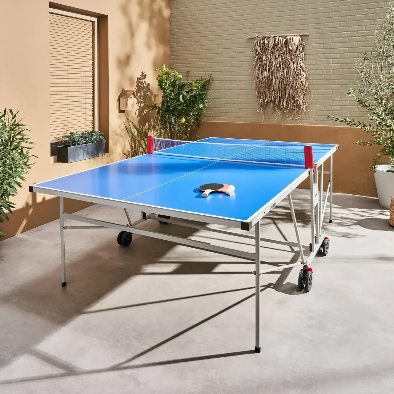 Table ping pong extérieure pliante avec 4 raquettes et 6 balles