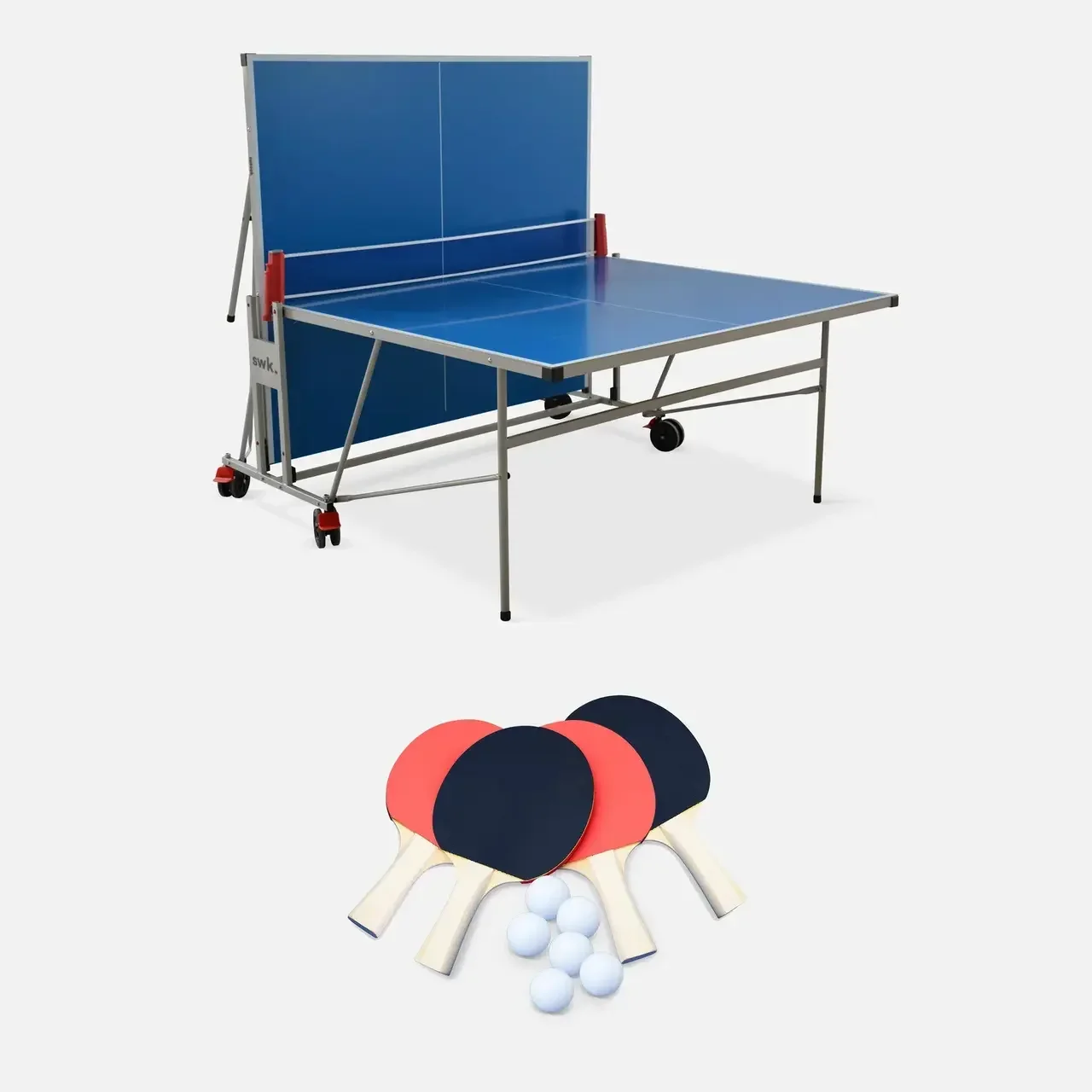 Table ping pong extérieure pliante avec 4 raquettes et 6 balles