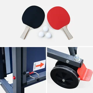 Klappbarer Indoor Tischtennistisch mit Schlägern, Bällen und Schutzhülle