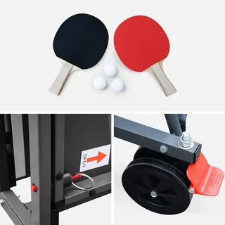 Table de ping pong pliante intérieur avec raquettes et balles