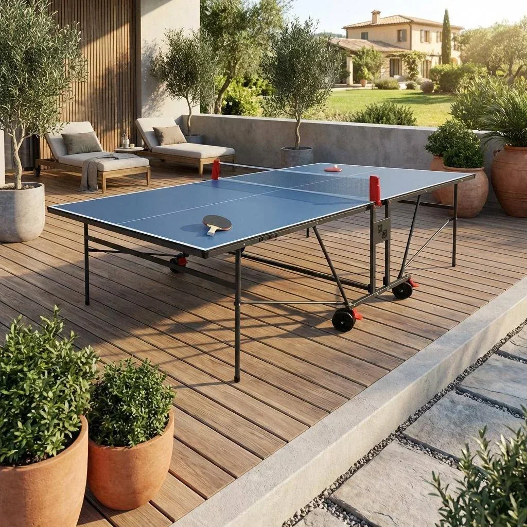 Table ping pong intérieur pliante haut de gamme avec raquettes et balles