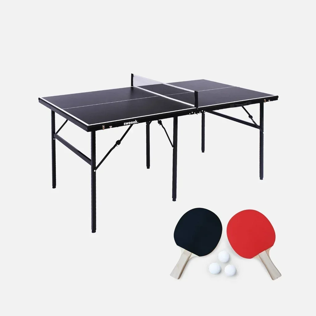 Table de ping pong intérieure pliable médium avec 2 raquettes et 3 balles