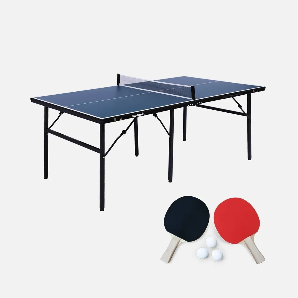 Table ping pong intérieure pliable médium avec raquettes et balles