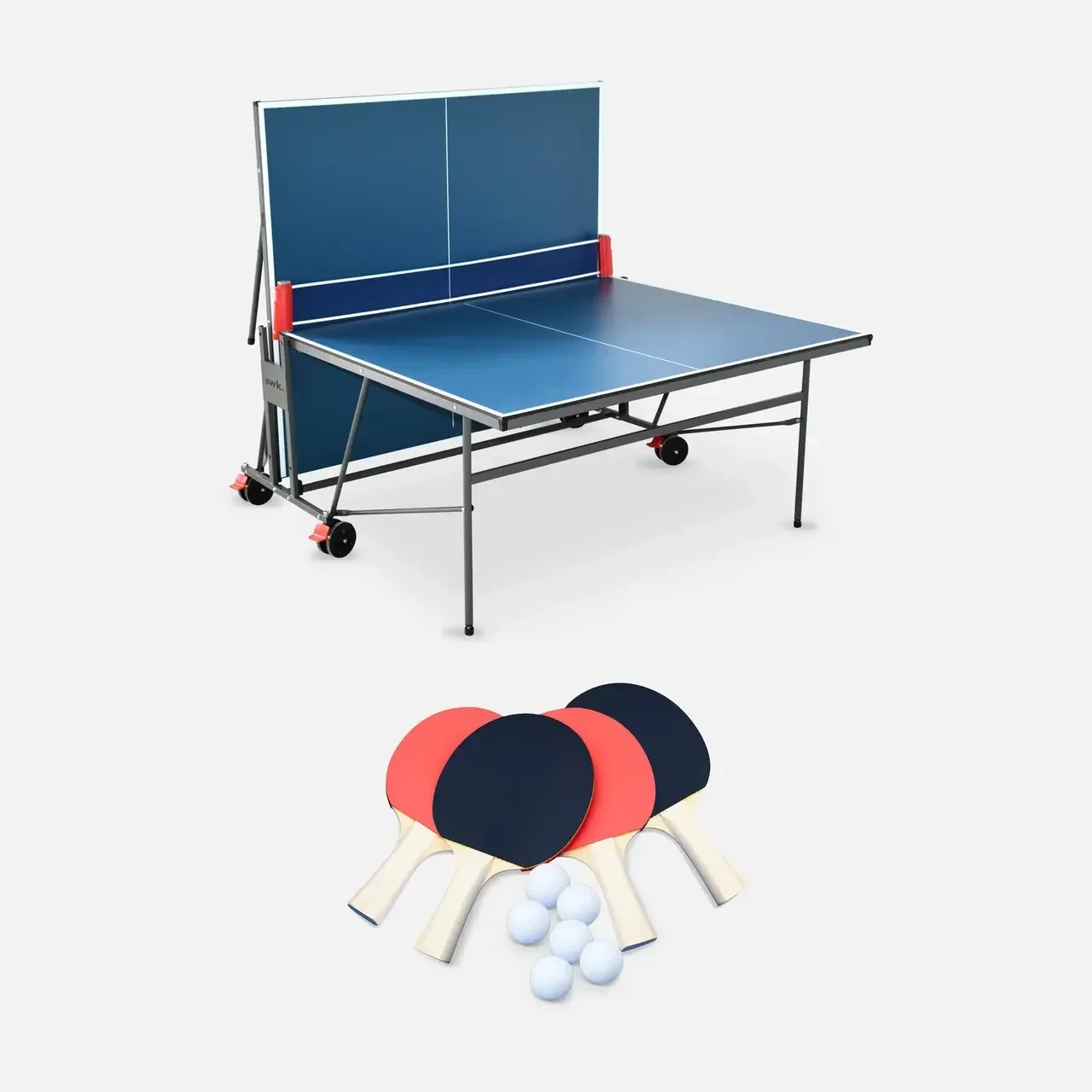 Table de ping-pong pliable intérieur avec 4 raquettes et 6 balles