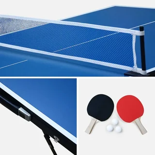 Table ping-pong pliante compacte intérieure avec 4 raquettes et 6 balles