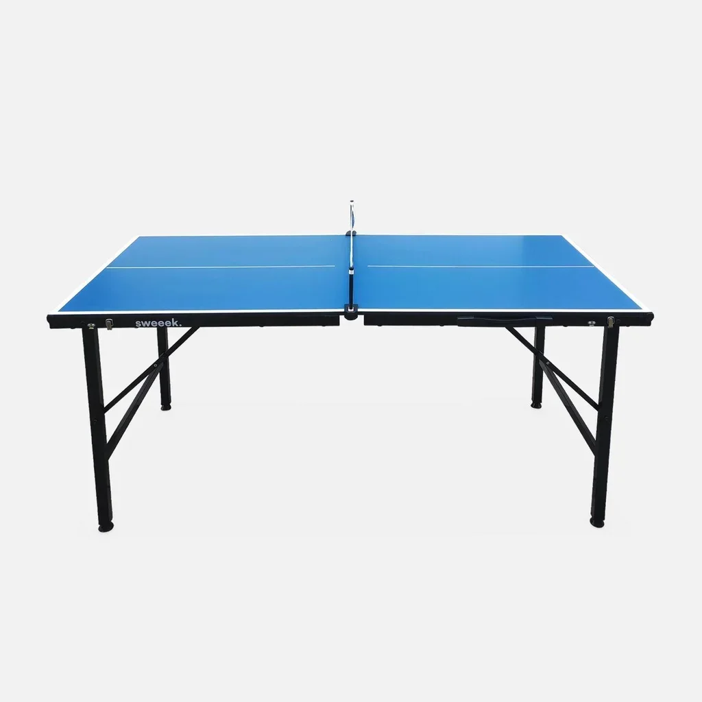 Table ping-pong pliante compacte intérieure avec 4 raquettes et 6 balles