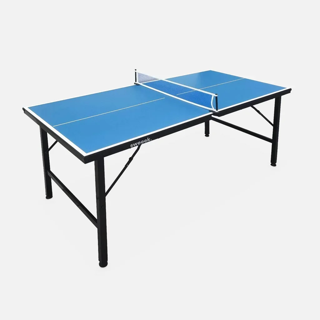 Table ping-pong pliante compacte intérieure avec 4 raquettes et 6 balles