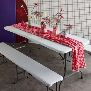 Set table pliante 180cm avec 2 bancs réception camping extérieur