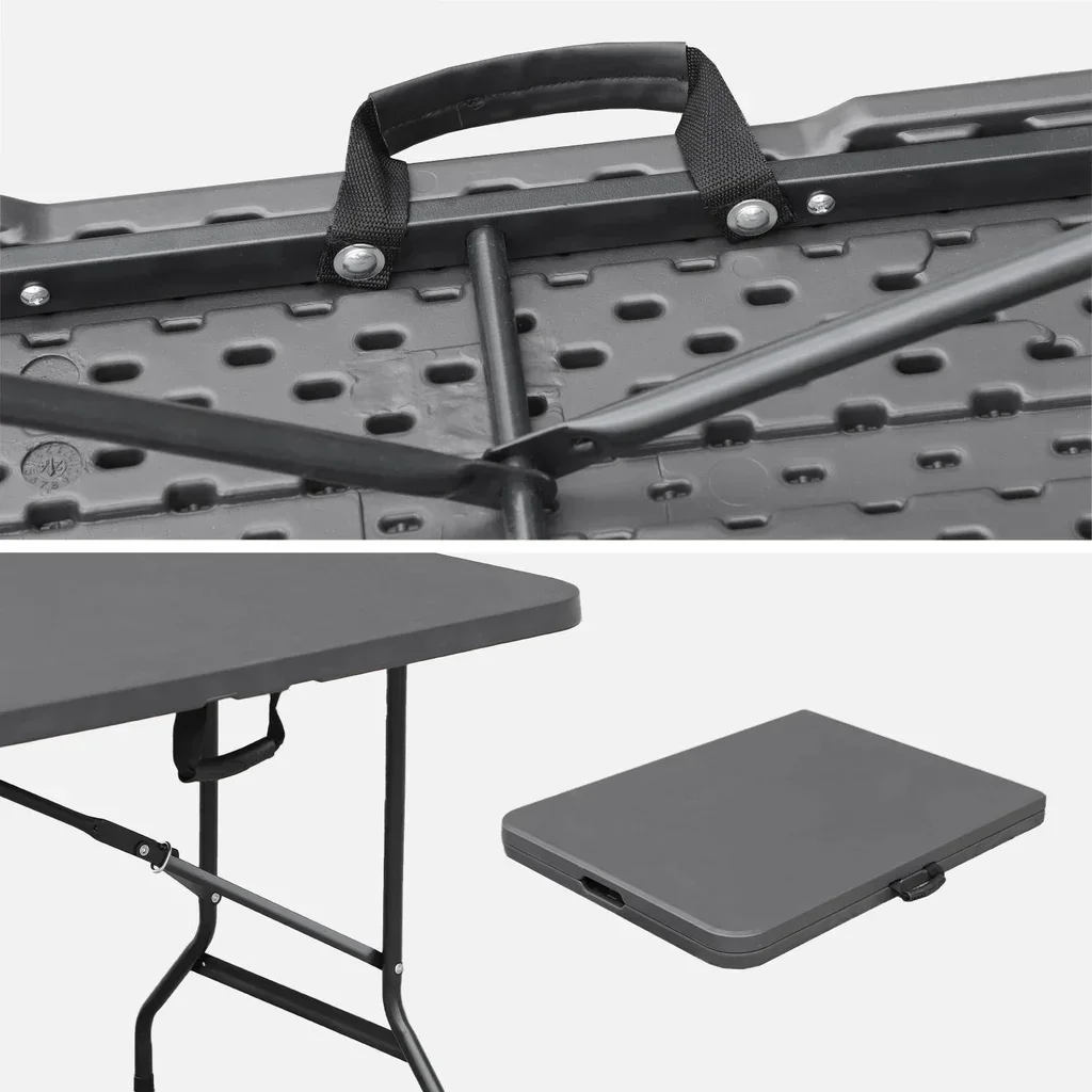 Table pliante 180cm avec 2 bancs réception plastique camping