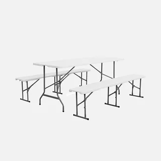 Set table pliante 180cm avec 2 bancs réception camping extérieur