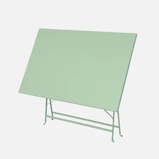 Ensemble bistrot Emilia table pliante 4 chaises métal bleu canard jardin terrasse