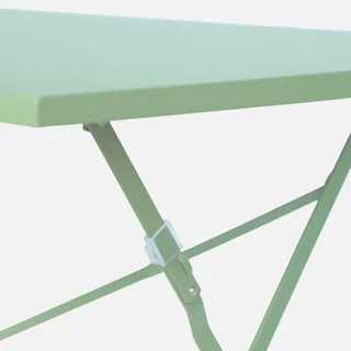 Ensemble bistrot Emilia table pliante 4 chaises métal bleu canard jardin terrasse