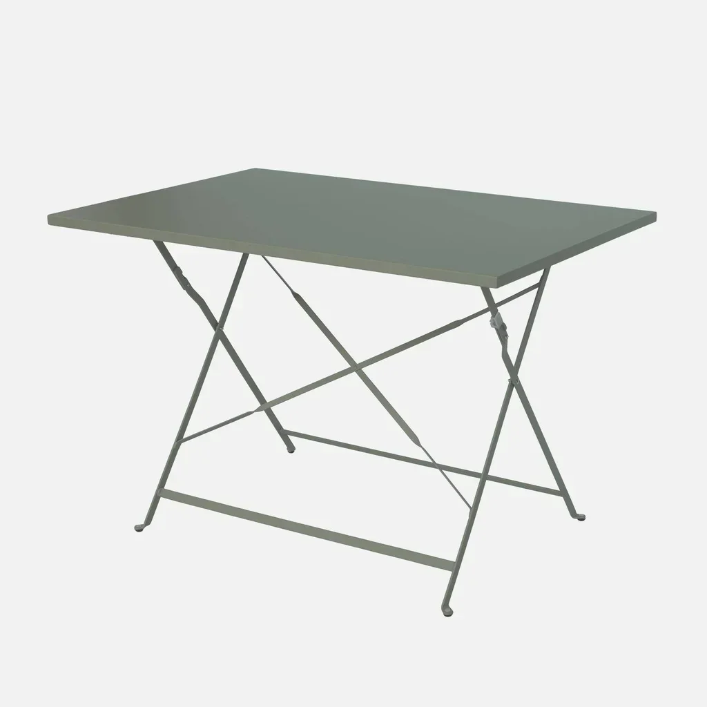 Table pliante bistrot métal bleu canard 4 places jardin terrasse
