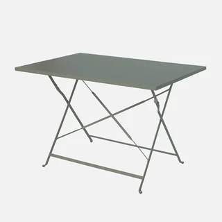 Table pliante bistrot métal bleu canard 4 places jardin terrasse