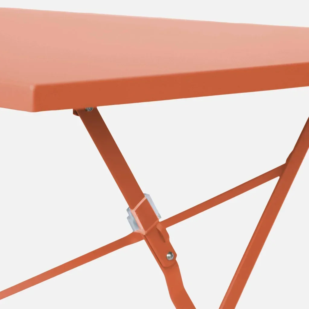 Table pliante jardin bistrot métal bleu canard 4 places Emilia